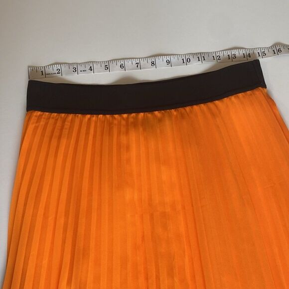 DKNY Orange Stretch Midi Accordion Pleat Skirt Size Medium - Picture 8 of 9